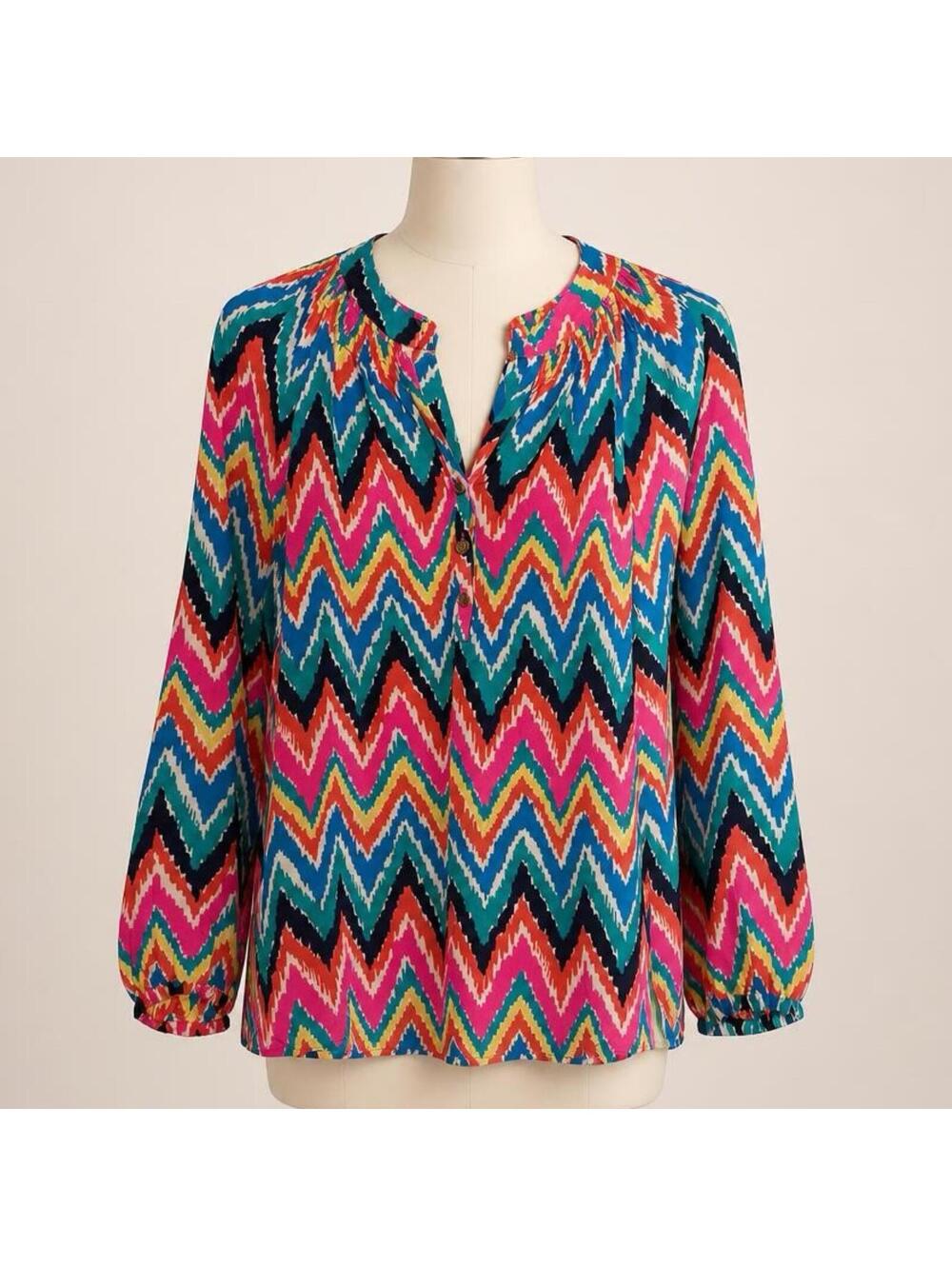 Lilly Pulitzer Hearts A Flutter Elsa Top Silk Blouse Size Small